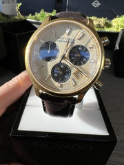  Shop Authentic Movado Heritage Chronograph White Black Leather Strap Watch for Men - 3650007 - Luxxuri