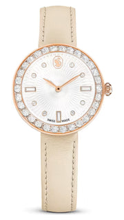  Shop Authentic Swarovski Certa Crystals Silver Dial Beige Leather Strap Watch for Women - 5672968 - Luxxuri