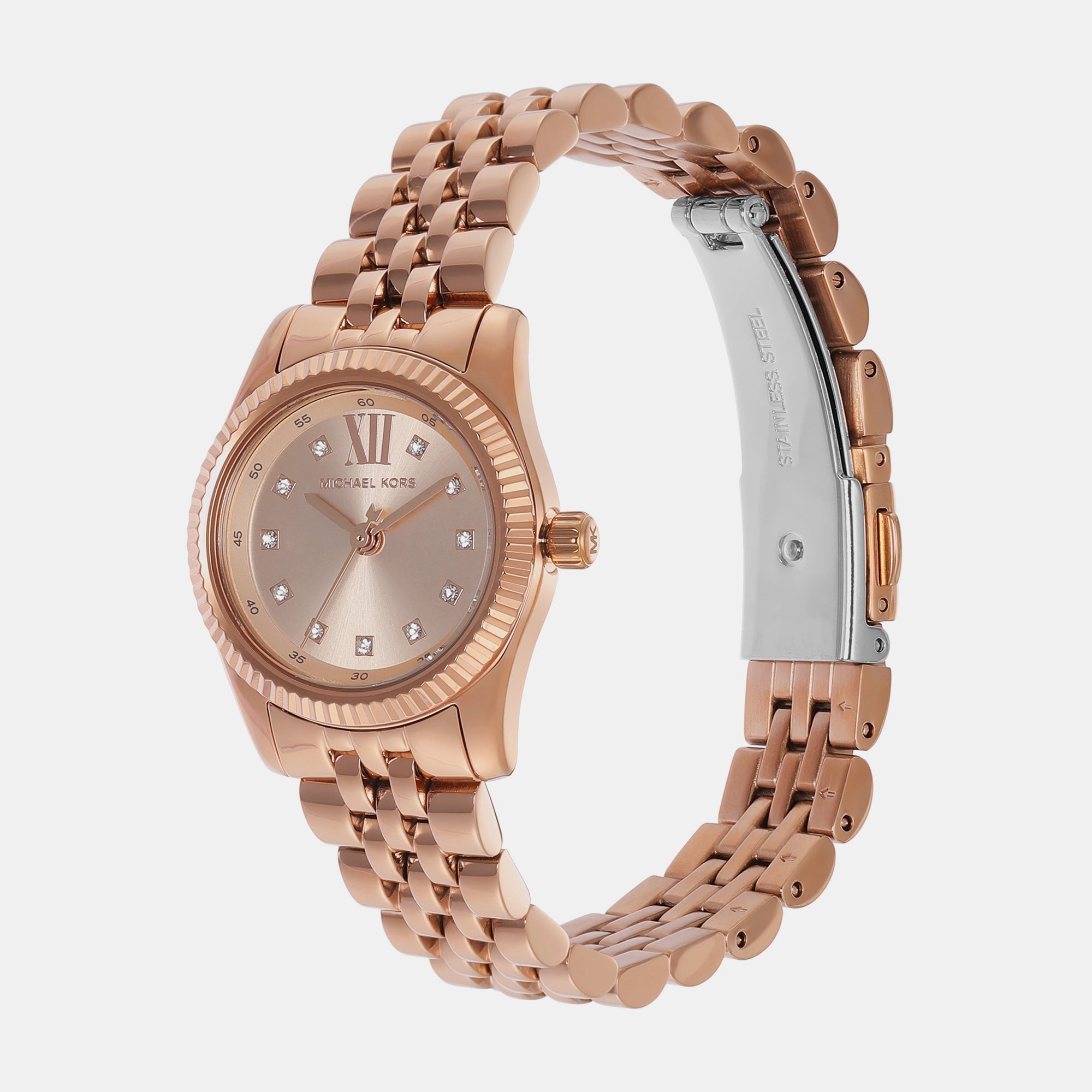  Shop Authentic Michael Kors Lexington Three Hand Rose Gold Dial Rose Gold Steel Strap Watch For Women - MK4739 - Luxxuri