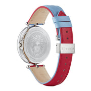  Shop Authentic Versace Palazzo Empire Blue Dial Blue & Red Leather Strap Watch for Women - VCO070017 - Luxxuri
