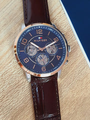  Shop Authentic Tommy Hilfiger Keagan Chronograph Blue Dial Brown Leather Strap Watch for Men - 1791290 - Luxxuri