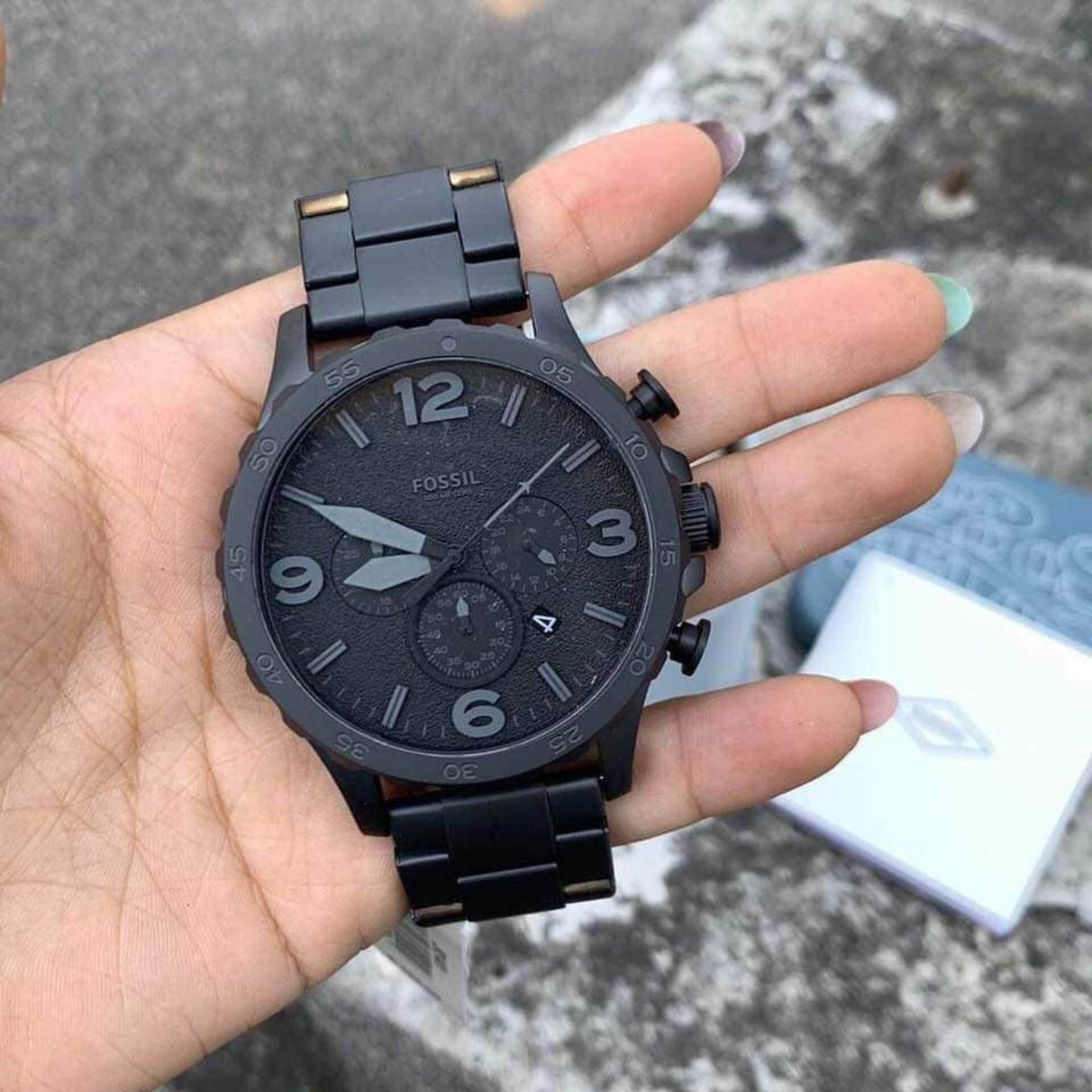  Shop Authentic Fossil Nate Chronograph Black Dial Black Steel Strap Watch for Men - JR1401 - Luxxuri