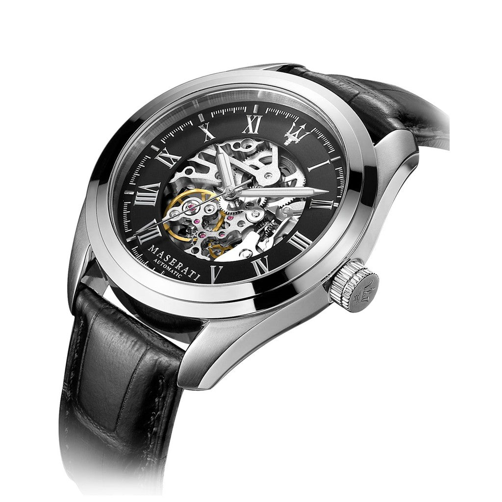  Shop Authentic Maserati Traguardo Automatic Black Dial Black Leather Strap Watch For Men - R8871612001 - Luxxuri
