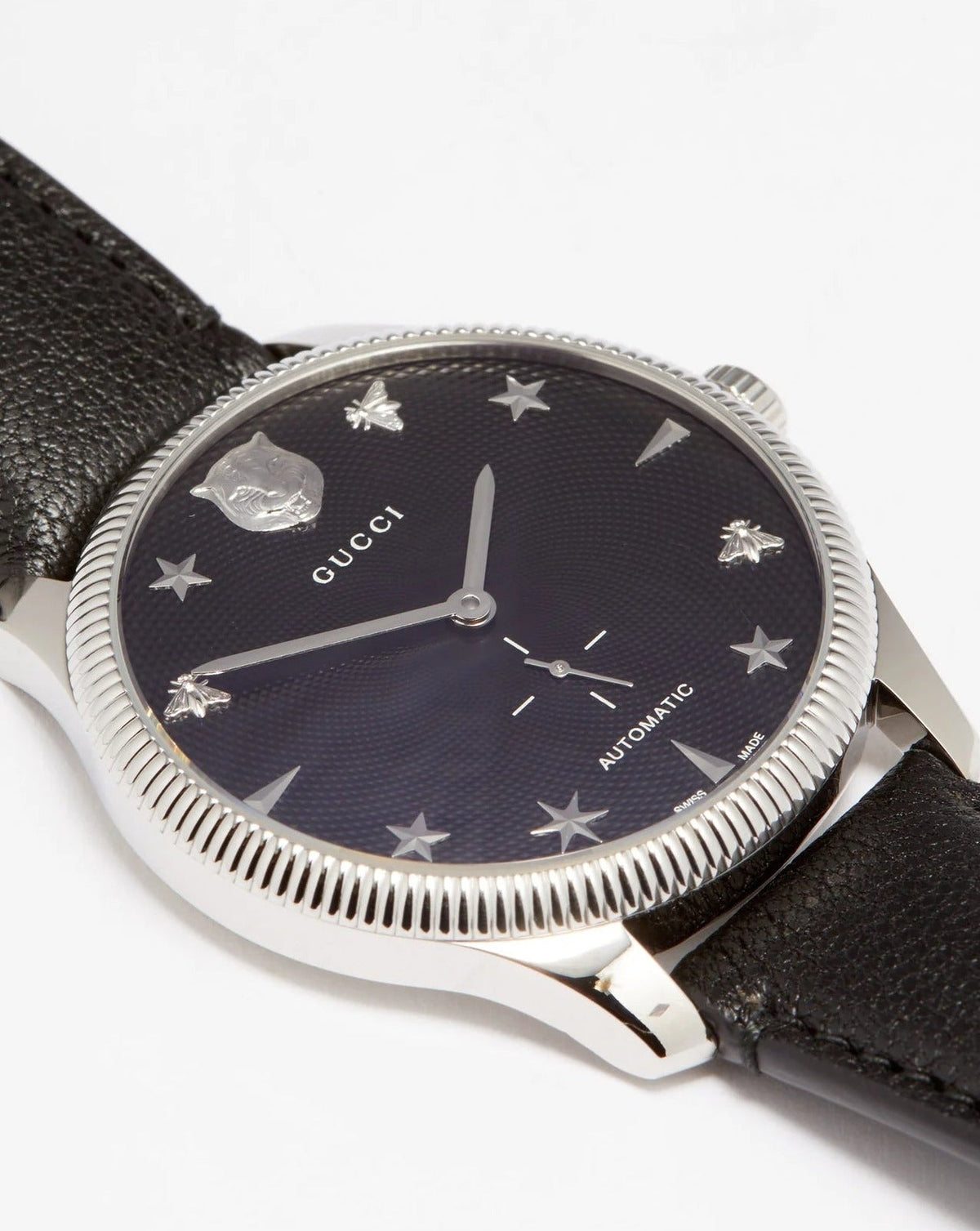  Shop Authentic Gucci G Timeless Automatic Blue Dial Black Leather Strap Watch For Men - YA126347 - Luxxuri