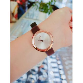  Shop Authentic Calvin Klein Firm White Dial Brown Leather Strap Watch for Women - K3N236G6 - Luxxuri