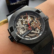  Shop Authentic Maserati Automatic Skeleton Black Dial Black Leather Strap Watch For Men - R8821108021 - Luxxuri