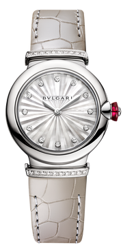  Shop Authentic Bvlgari LVCEA Diamonds Silver Mother of Pearl Dial Silver Leather Strap Watch for Women - LVCEA103367 - Luxxuri