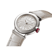  Shop Authentic Bvlgari LVCEA Diamonds Silver Mother of Pearl Dial Silver Leather Strap Watch for Women - LVCEA103367 - Luxxuri