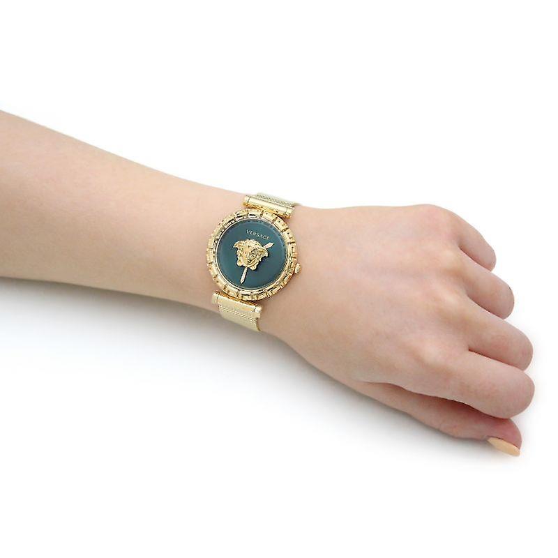  Shop Authentic Versace Palazzo Empire Greca Green Dial Gold Mesh Bracelet Watch for Women - VEDV00819 - Luxxuri