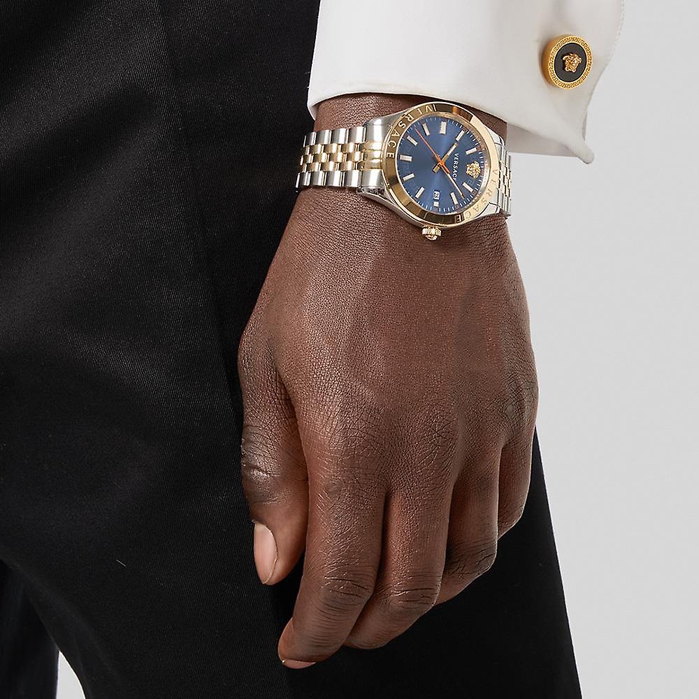  Shop Authentic Versace Hellenyium Quartz Blue Dial Two Tone Steel Strap Watch for Men - VEVK00520 - Luxxuri