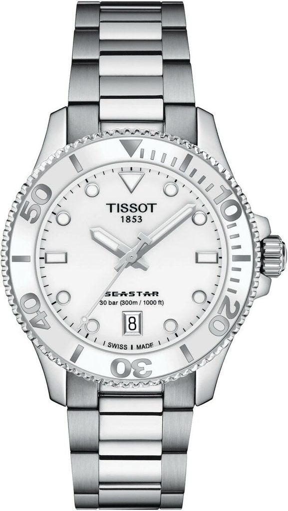  Shop Authentic Tissot Seastar 1000 Lady White Dial Silver Steel Strap Unisex Watch - T120.210.11.011.00 - Luxxuri
