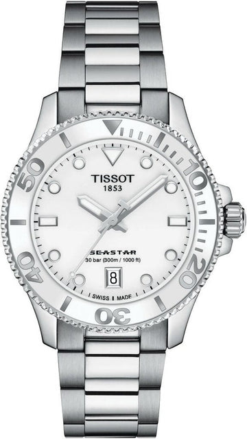  Shop Authentic Tissot Seastar 1000 Lady White Dial Silver Steel Strap Unisex Watch - T120.210.11.011.00 - Luxxuri