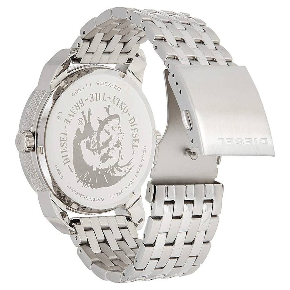  Shop Authentic Diesel Mini Daddy Dual Time Silver Dial Stainless Steel Watch For Men - DZ7305 - Luxxuri