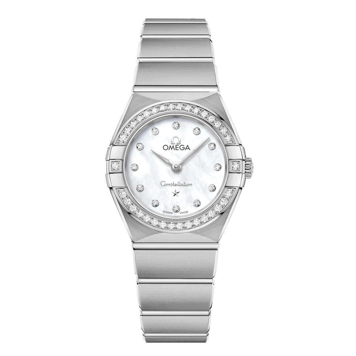  Shop Authentic Omega Constellation Manhattan Quartz Diamonds Mother of Pearl Dial Silver Steel Strap Watch for Women - 131.15.25.60.55.001 - Luxxuri