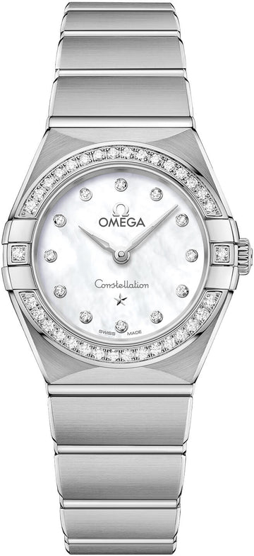  Shop Authentic Omega Constellation Manhattan Quartz Diamonds Mother of Pearl Dial Silver Steel Strap Watch for Women - 131.15.25.60.55.001 - Luxxuri