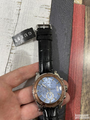  Shop Authentic Guess Pinnacle Chronograph Quartz Blue Dial Brown Leather Strap Watch For Men - W0673G1 - Luxxuri