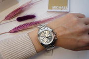  Shop Authentic Michael Kors Bradshaw  Chronograph Silver Dial Silver Steel Strap Watch for Women - MK6174 - Luxxuri