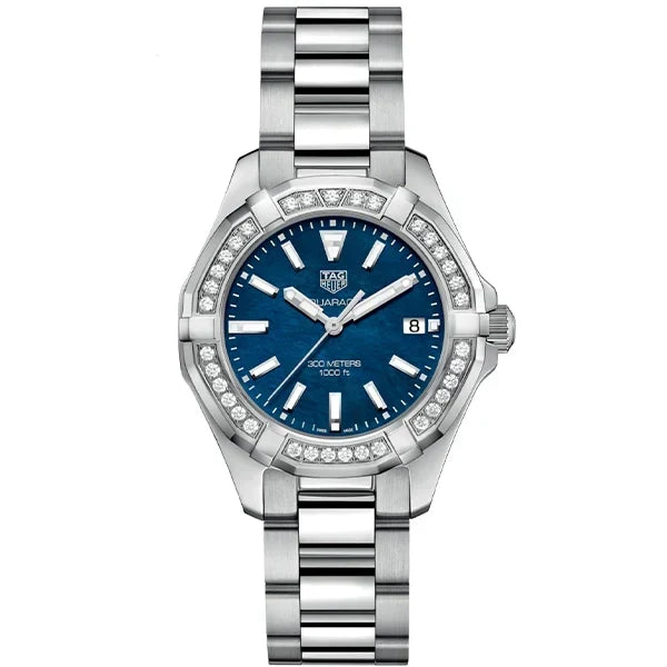  Shop Authentic Tag Heuer Aquaracer Quartz Diamonds Blue Dial Silver Steel Strap Watch for Women - WAY131N.BA0748 - Luxxuri