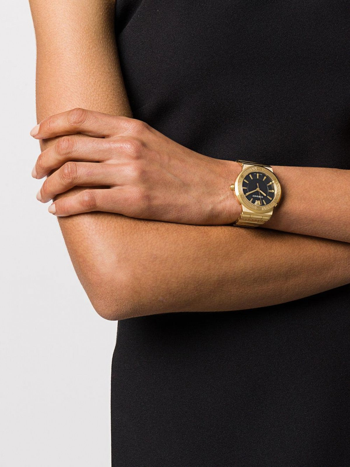  Shop Authentic Versace Greca Black Dial Gold Steel Strap Watch for Women - VEVH00820 - Luxxuri