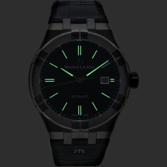  Shop Authentic Maurice Lacroix Aikon Date Automatic Black Dial Black Leather Strap Watch For Men - AI6008-SS001-330-1 - Luxxuri