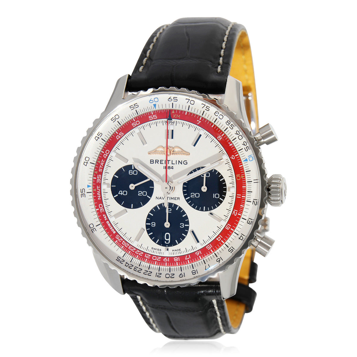  Shop Authentic Breitling Navitimer B01 Chronograph 43 Boeing 747 White Dial Black Leather Strap Watch for Men - AB01383B1G1P1 - Luxxuri
