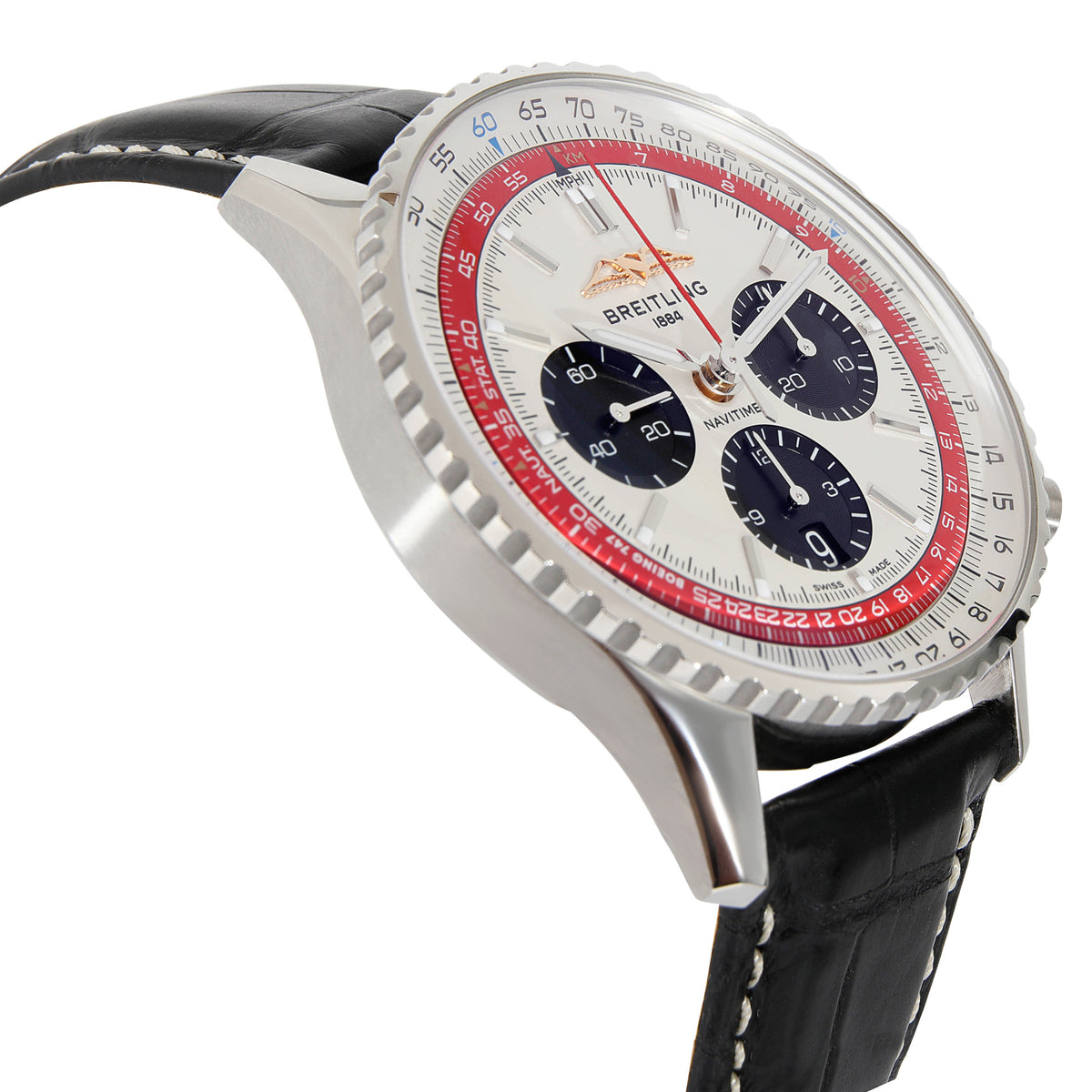  Shop Authentic Breitling Navitimer B01 Chronograph 43 Boeing 747 White Dial Black Leather Strap Watch for Men - AB01383B1G1P1 - Luxxuri