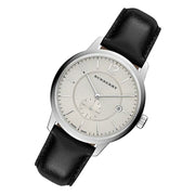  Shop Authentic Burberry The Classic Horseferry Beige Dial Black Leather Strap Watch for Men - BU10000 - Luxxuri