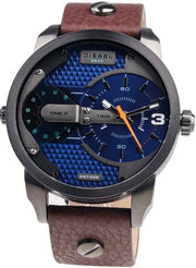  Shop Authentic Diesel Mini Daddy Analog Blue Dial Brown Leather Strap Watch For Men - DZ7339 - Luxxuri