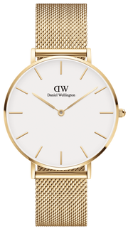  Shop Authentic Daniel Wellington Classic Petite White Dial Gold Mesh Bracelet Watch For Women - DW00100348 - Luxxuri