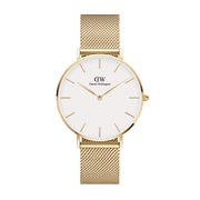  Shop Authentic Daniel Wellington Classic Petite Evergold White Dial Gold Mesh Bracelet Watch For Women - DW00100350 - Luxxuri