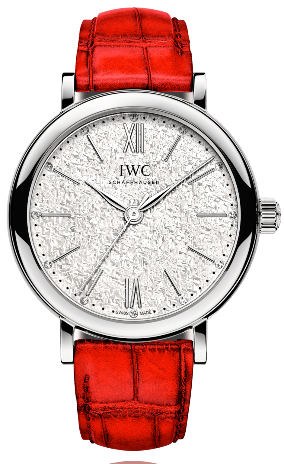  Shop Authentic IWC Portofino Automatic Diamonds Silver Dial Red Leather Strap Watch for Women - IW357408 - Luxxuri