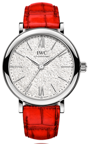  Shop Authentic IWC Portofino Automatic Diamonds Silver Dial Red Leather Strap Watch for Women - IW357408 - Luxxuri