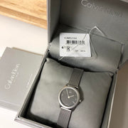  Shop Authentic Calvin Klein Minimal Grey Dial Silver Mesh Bracelet Watch for Women - K3M53154 - Luxxuri