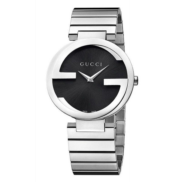  Shop Authentic Gucci Interlocking G Quartz Black Dial Black Steel Strap Watch For Women - YA133502 - Luxxuri