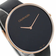  Shop Authentic Calvin Klein Full Moon Black Dial Black Leather Strap Watch for Women - K8Y236C1 - Luxxuri