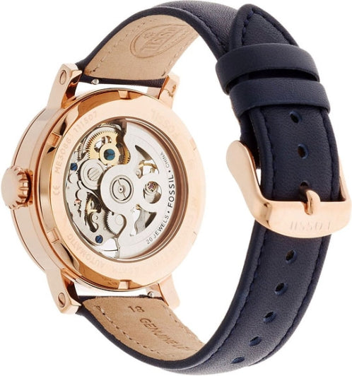  Shop Authentic Fossil Original Boyfriend Skeleton White Dial Blue Leather Strap Watch for Women - ME3086 - Luxxuri