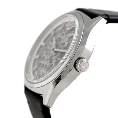  Shop Authentic Emporio Armani Meccanico White Skeleton Dial Black Leather Strap Watch For Men - AR60003 - Luxxuri
