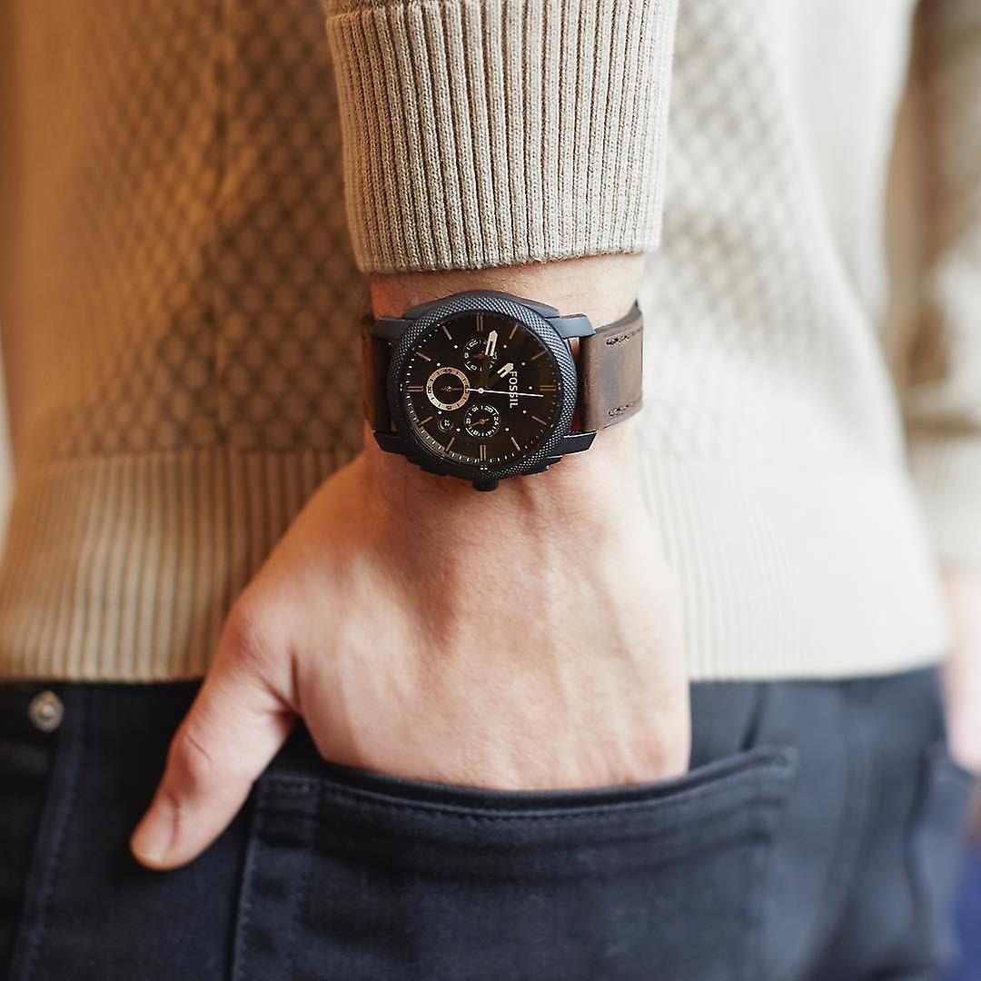  Shop Authentic Fossil Machine Flight Chronograph Brown Dial Brown Leather Strap Watch for Men - FS4656 - Luxxuri