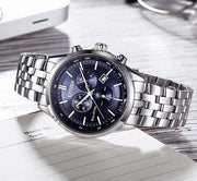  Shop Authentic Citizen Eco Drive Chronograph Blue Dial Silver Steel Strap Watch For Men - AT2140-55L - Luxxuri