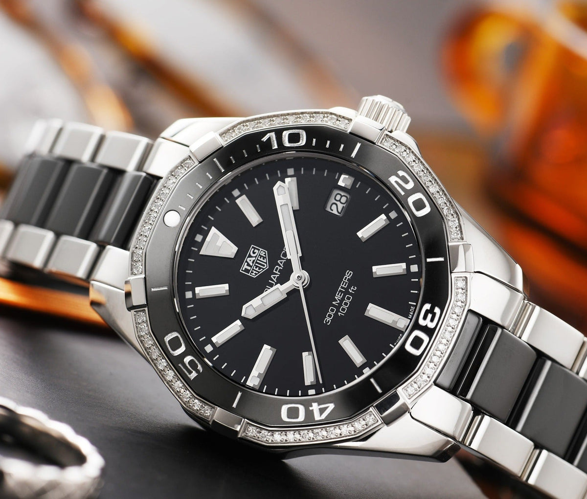  Shop Authentic Tag Heuer Aquaracer Quartz Diamonds Black Dial Two Tone Steel Strap Watch for Women - WAY131G.BA0913 - Luxxuri