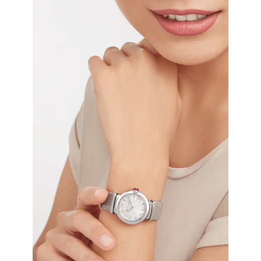  Shop Authentic Bvlgari LVCEA Diamonds Silver Mother of Pearl Dial Silver Leather Strap Watch for Women - LVCEA103367 - Luxxuri