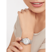  Shop Authentic Bvlgari LVCEA Diamonds Silver Mother of Pearl Dial Silver Leather Strap Watch for Women - LVCEA103367 - Luxxuri