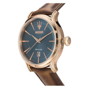  Shop Authentic Maserati Epoca Blue Dial Brown Leather Strap Watch For Men - R8851118001 - Luxxuri