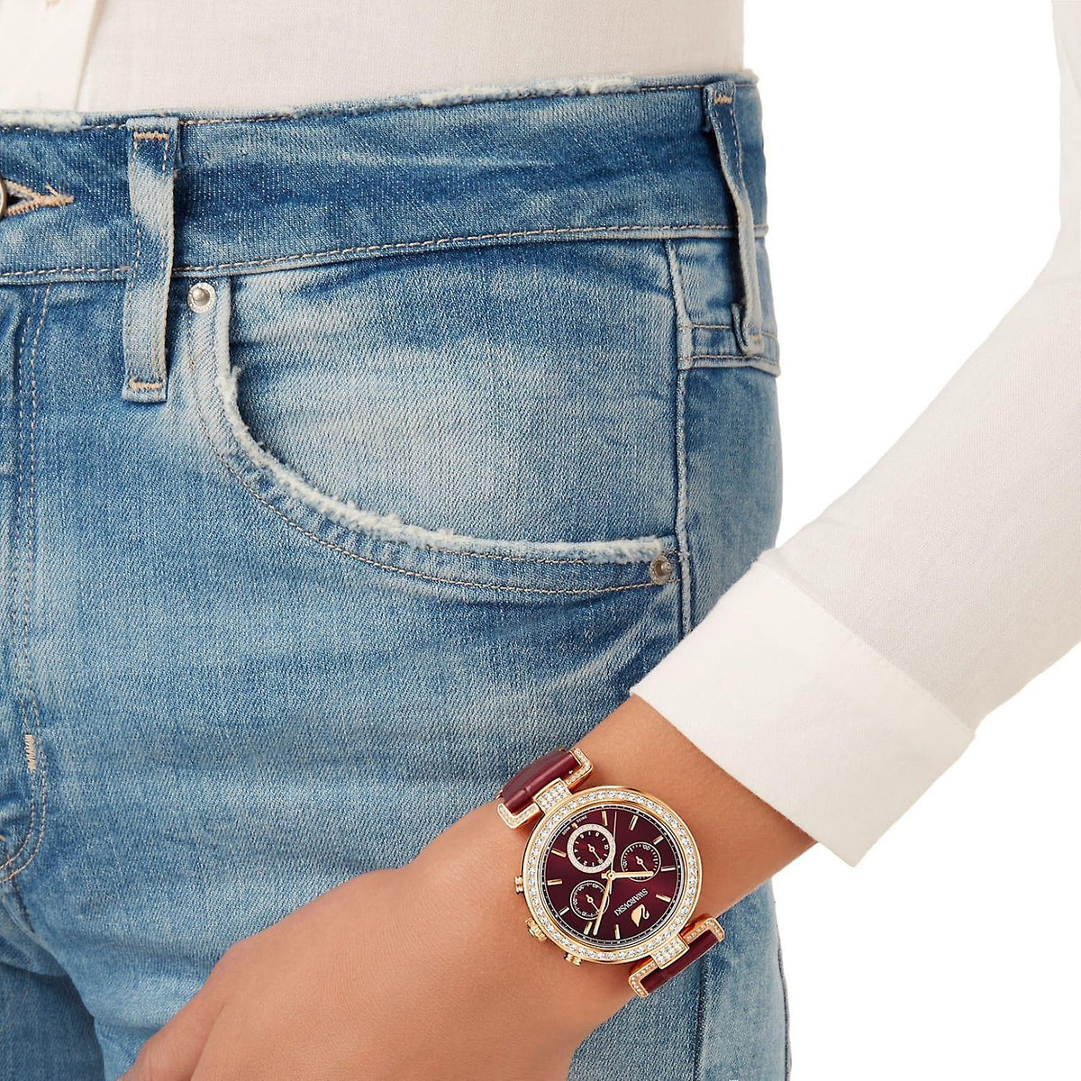  Shop Authentic Swarovski Era Journey Red Dial Red Leather Strap Watch for Women - 5416701 - Luxxuri