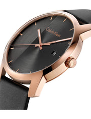  Shop Authentic Calvin Klein City Quartz Black Dial Black Leather Strap Watch for Men - K2G2G6CZ - Luxxuri