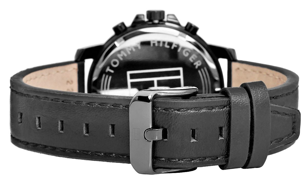  Shop Authentic Tommy Hilfiger London Chronograph Grey Dial Black Leather Strap Watch for Men - 1791533 - Luxxuri