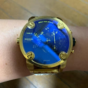  Shop Authentic Diesel Mr Daddy Blue Dial Gold Steel Strap Watch For Men - DZ7347 - Luxxuri