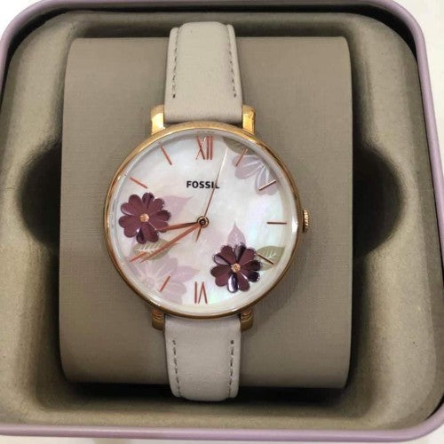  Shop Authentic Fossil Jacqueline Mother of Pearl Dial Grey Leather Strap Watch for Women - ES4672 - Luxxuri