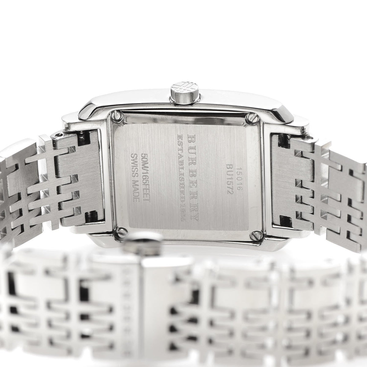  Shop Authentic Burberry Nova Check Square White Dial Silver Steel Strap Watch for Women - BU1572 - Luxxuri