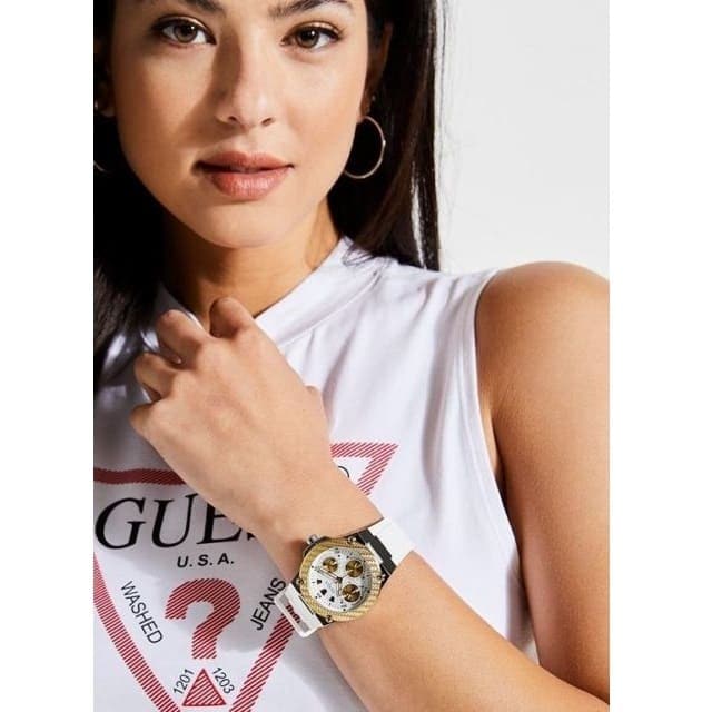  Shop Authentic Guess Zena Analog White Dial White Rubber Strap Watch For Women - W1094L1 - Luxxuri